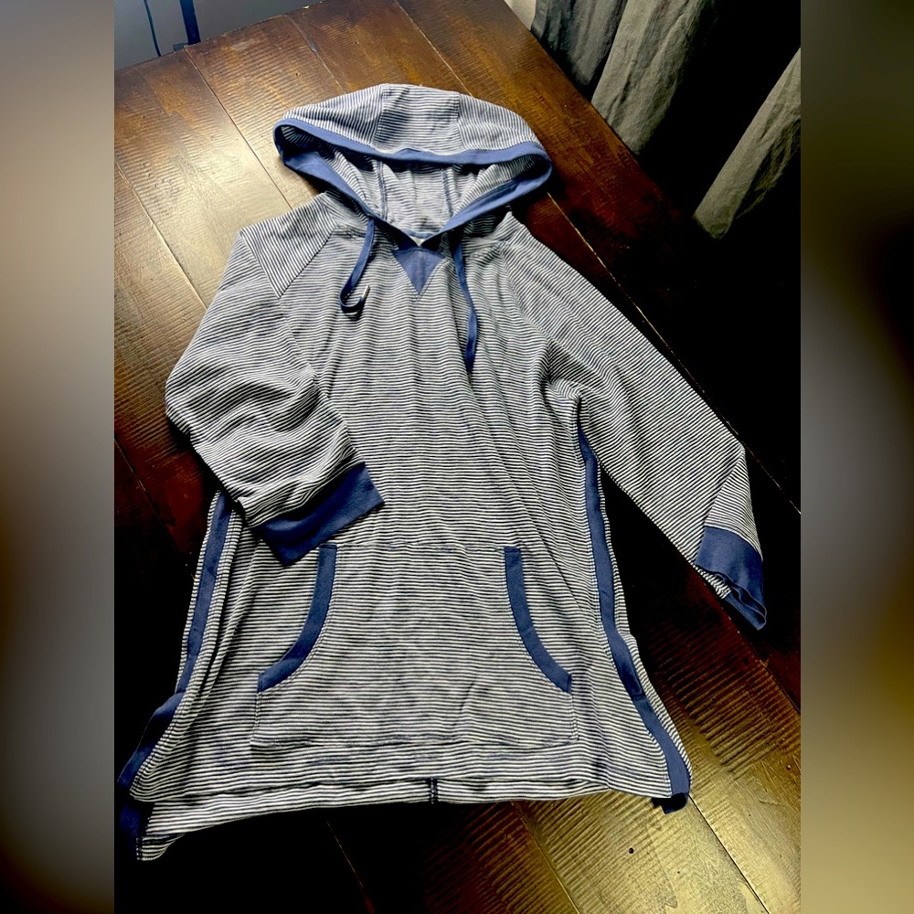 Christopher & Banks Blue and Gray Striped Hoodie - Small - NWT